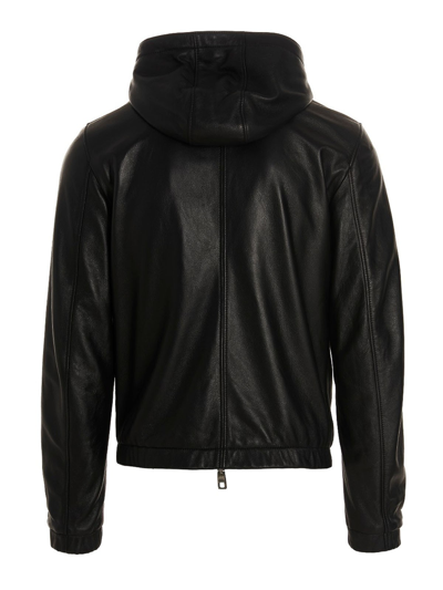Dolce & Gabbana Hooded Jacket With Elastic Cuffs And Hem In Black