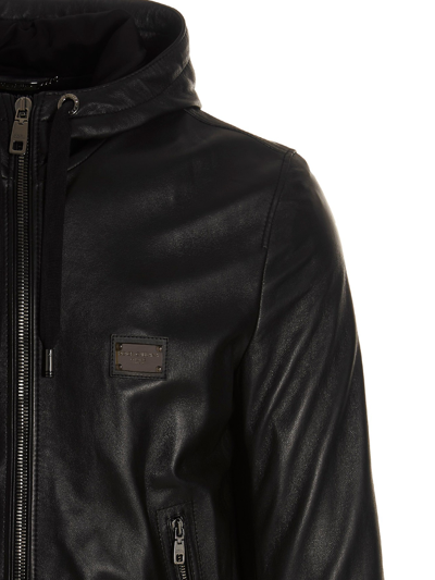 Dolce & Gabbana Hooded Jacket With Elastic Cuffs And Hem In Black