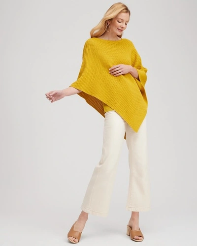 Shop Chico's Knit Triangle Poncho In Yellow Size Small/medium |