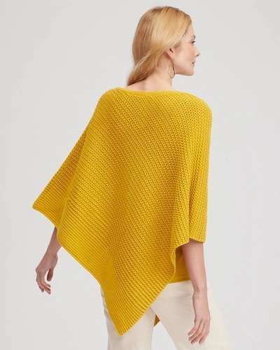 Shop Chico's Knit Triangle Poncho In Yellow Size Large/xl |