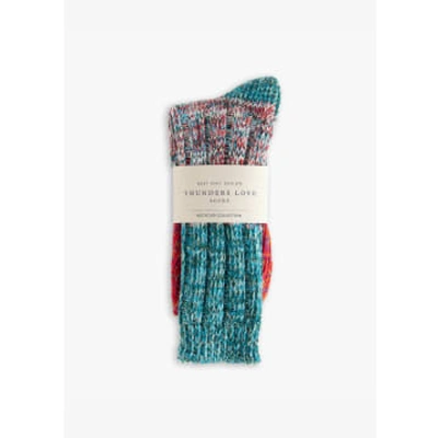 Shop Thunders Love Socks Charlie Collection Light Blue & Red Socks