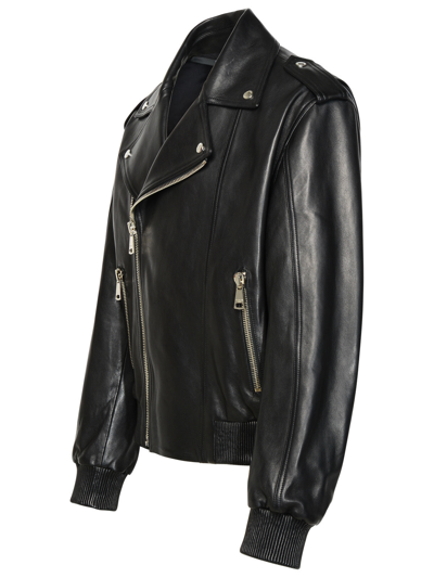 Shop Balmain Man Black Lambskin Bomber Jacket