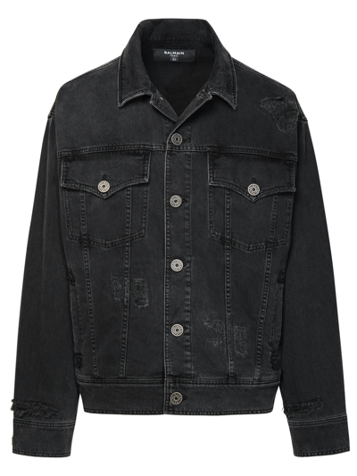 Shop Balmain Man Black Cotton Jacket