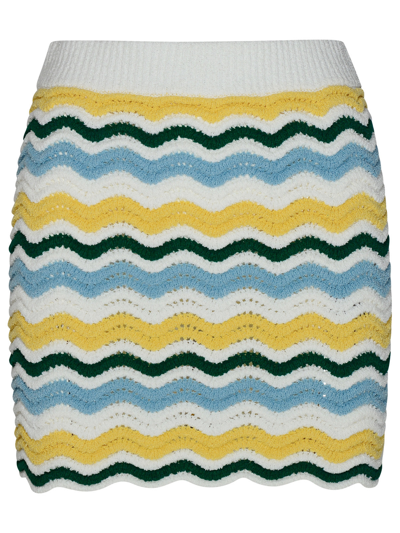 Shop Casablanca 'boucle Wave' Skirt In Multicolour Cotton Blend Woman In Yellow