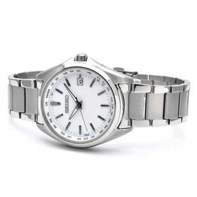 Pre-owned Seiko Selection Sbtm287 Titanium Sapphire Crystal Radio Solar Watch White Dial