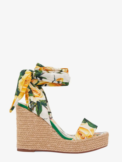 Shop Dolce & Gabbana Woman Wedges Woman Yellow Wedges