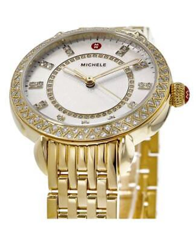 Pre-owned Michele Sidney Diamond 18k Yellow Gold Steel Women's Watch Mww30b000004