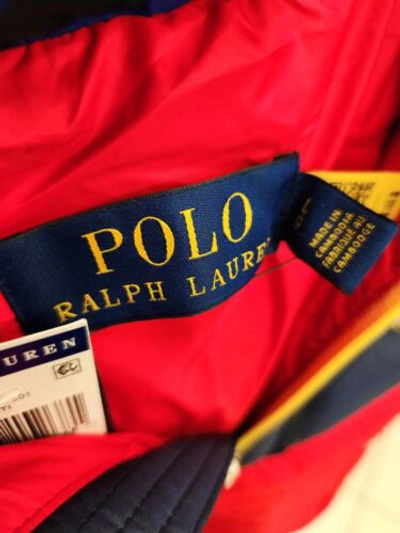 Pre-owned Polo Ralph Lauren $298  Cookie Crest Colorblock Jacket Puffer Vest Down Sz L In Multicolor