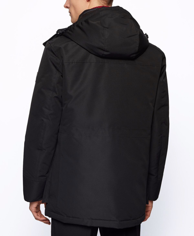 Pre-owned Hugo Boss Men's Demos Regular-fit Parka In Black