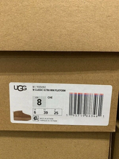 Pre-owned Ugg Women's Classic Ultra Mini Platform Boots 1135092 Chestnut In Brown