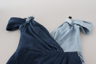 Pre-owned Dolce & Gabbana Dress Two Tone Blue Patchwork Denim Mini It38/us4/ S Rrp 2180usd