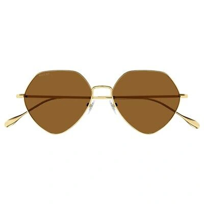 Pre-owned Gucci Gg1182s-002 Gold Gold Brown/ Sunglasses