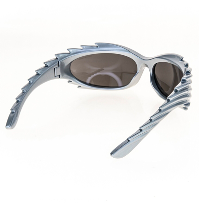 Pre-owned Balenciaga Adidas 0255 Silver 003 Fashion Spike Mask Wrap Sunglasses Bb0255s In Gray