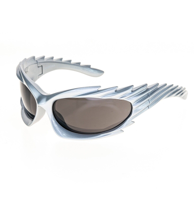 Pre-owned Balenciaga Adidas 0255 Silver 003 Fashion Spike Mask Wrap Sunglasses Bb0255s In Gray