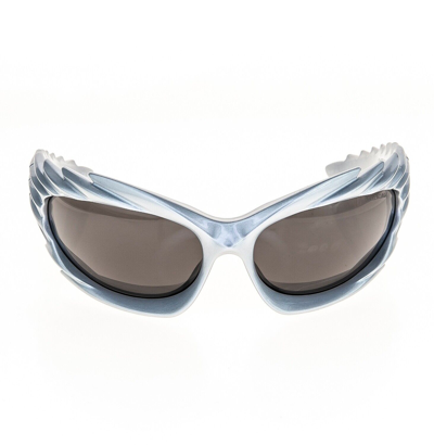 Pre-owned Balenciaga Adidas 0255 Silver 003 Fashion Spike Mask Wrap Sunglasses Bb0255s In Gray