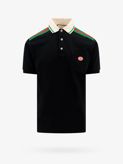 Shop Gucci Man Polo Shirt Man Black Polo Shirts