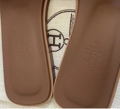 Pre-owned Hermes Brand  Brown Gold Calfskin Oran Sandals Choose Your Size