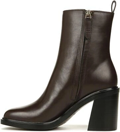 Pre-owned Franco Sarto Women's Paula Block Heel Chelsea Boot Ankle In Dark Brown Leather