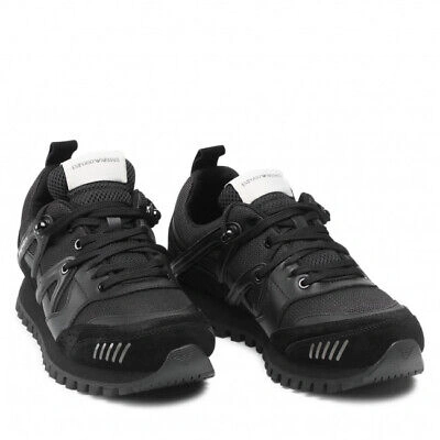 Pre-owned Emporio Armani Shoes Sneaker  Man Sz. Us 9,5 X4x555xm996 Q849 Black
