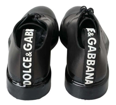 Pre-owned Dolce & Gabbana Dolce&gabbana Men Black Derby Boots 100% Leather Almond Toe Lace Up Flat Booties