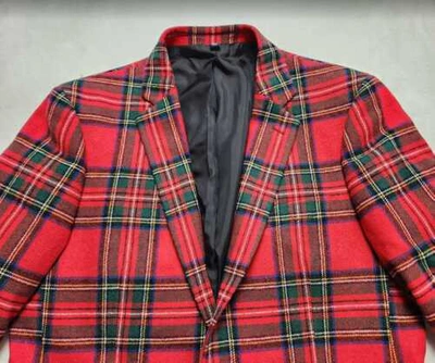 Pre-owned J.crew Factory Men's J Crew Factory Tartan Plaid Christmas Thompson Slim Fit Blazer Jacket In Red