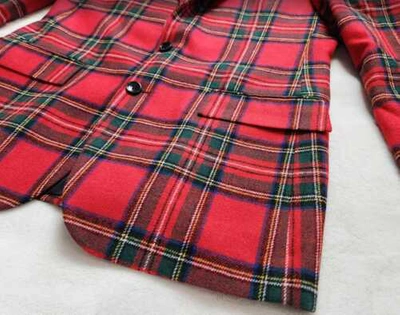 Pre-owned J.crew Factory Men's J Crew Factory Tartan Plaid Christmas Thompson Slim Fit Blazer Jacket In Red