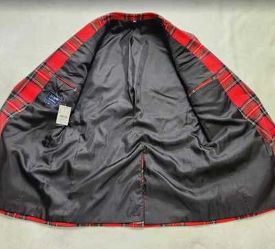 Pre-owned J.crew Factory Men's J Crew Factory Tartan Plaid Christmas Thompson Slim Fit Blazer Jacket In Red