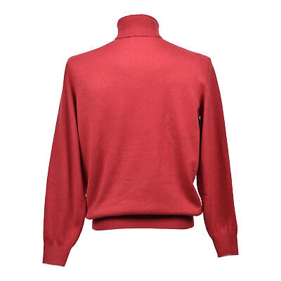 Pre-owned Brunello Cucinelli Men's 100% Cashmere Red Logo Turtle Neck Sweater