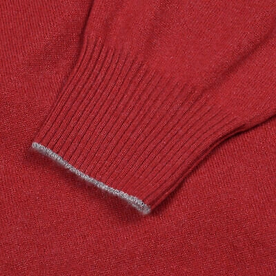 Pre-owned Brunello Cucinelli Men's 100% Cashmere Red Logo Turtle Neck Sweater