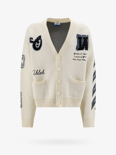 Shop Off-white Off White Man Cardigan Man White Knitwear