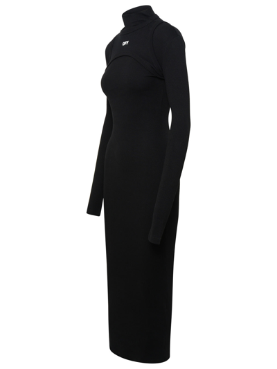 Shop Off-white Woman  Black Cotton Maxi Dress