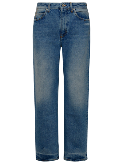 Shop Off-white Woman  Corporate Azure Cotton Denim Jeans In Blue