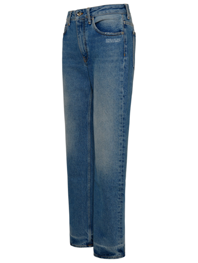 Shop Off-white Woman  Corporate Azure Cotton Denim Jeans In Blue