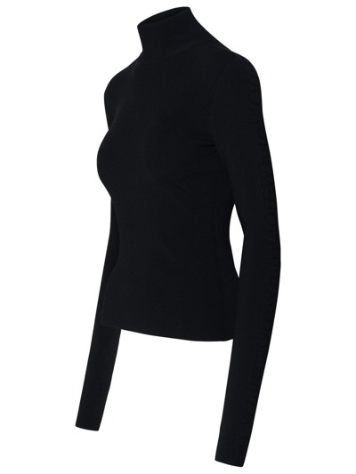 Shop Off-white 'logo Band' Black Viscose Blend Sweater Woman