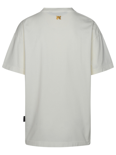 Shop Palm Angels Man  'burning Monogram' White Cotton T-shirt