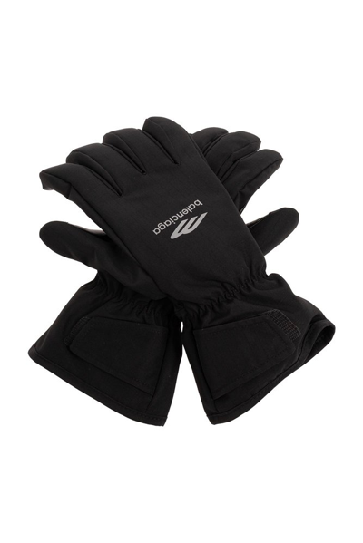Shop Balenciaga Logo Detailed Ski Gloves In Black