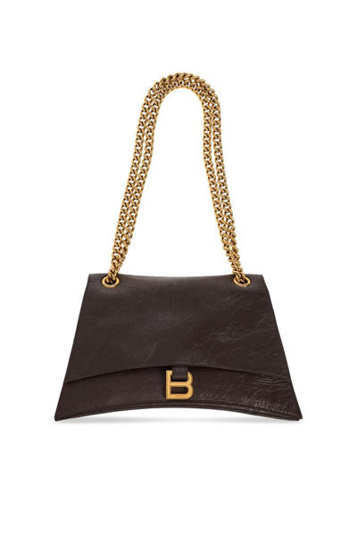 Shop Balenciaga Crush Medium Shoulder Bag In Brown