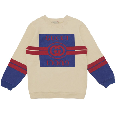 Shop Gucci Kids Logo Printed Crewneck Sweatshirt In Multi