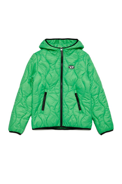 Shop Diesel Kids Jslashml Hooded Quilted Jacket In Green