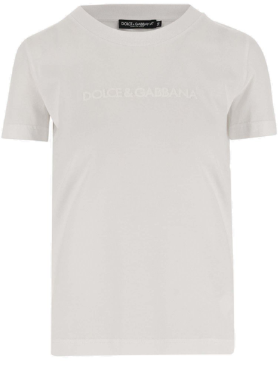Shop Dolce & Gabbana Logo Detailed Crewneck T In White