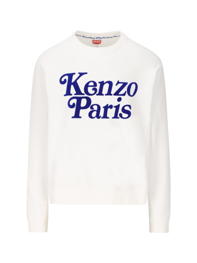 Shop Kenzo Logo Printed Crewneck Sweatshirt In White