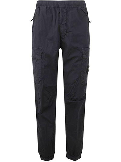 Shop Stone Island Compass Patch Cargo Trousers In Navy