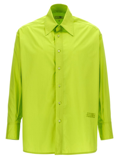 Shop Mm6 Maison Margiela Numeric Embroidered Poplin Shirt In Green