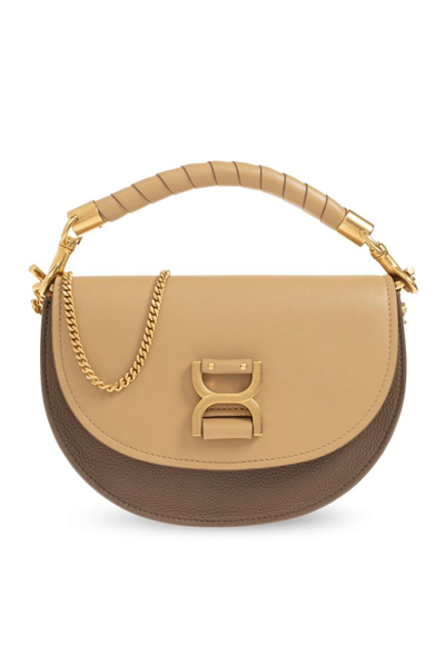 Shop Chloé Marcie Chain Shoulder Bag In Beige