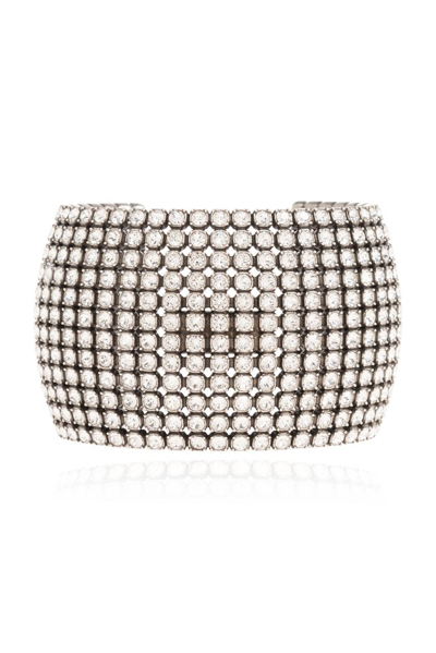 Shop Balenciaga Glam Crystal Embellished Bracelet In Silver