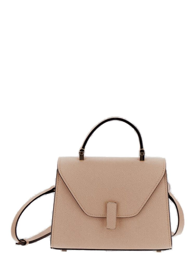 Shop Valextra Iside Foldover Micro Crossbody Bag In Beige