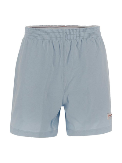Shop Alexander Wang Logo Tag Jersey Shorts In Blue