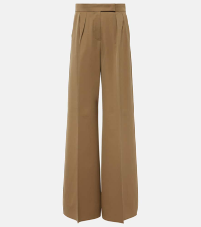 Shop Max Mara Libbra Wool And Mohair Wide-leg Pants In Brown