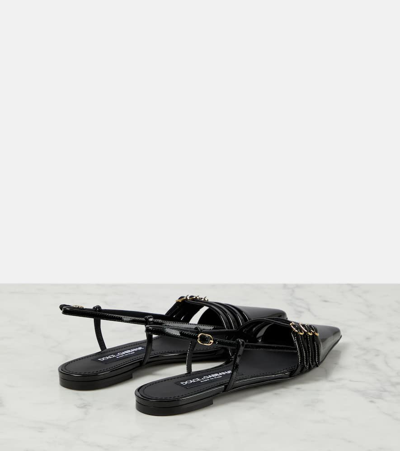 Shop Dolce & Gabbana Patent Leather Slingback Ballet Flats In Black