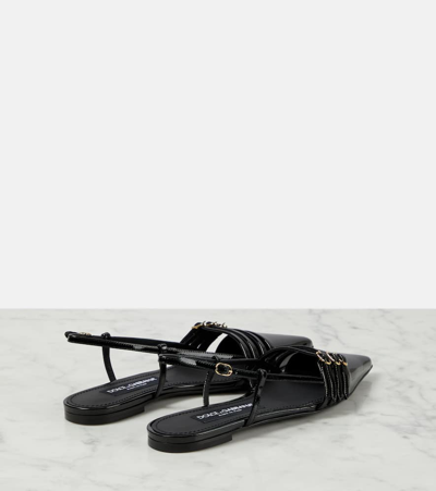 Dolce & Gabbana Patent Leather Slingback Ballet Flats In Black